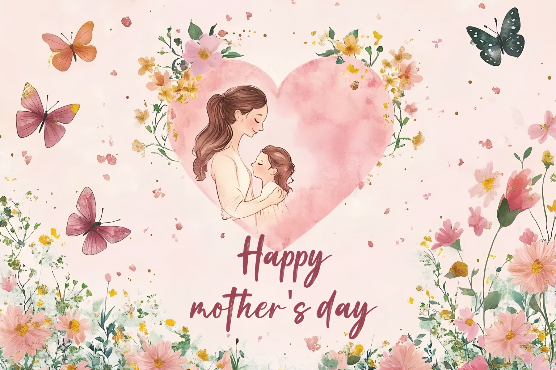 Mothers Day Backdrop Butterflies Blooms Personalised Backdrop CSH3-191
