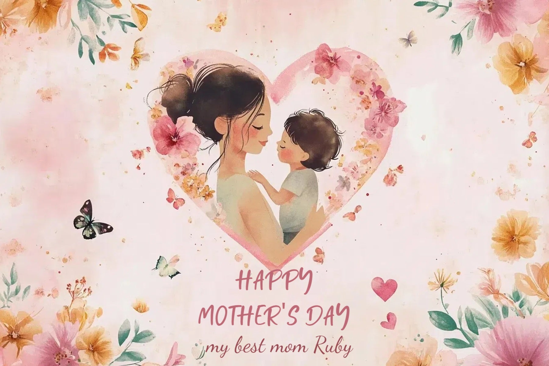 Mother's Day Photo Backdrop Gentle Love Embrace Personalized Backdrop CSH3-192