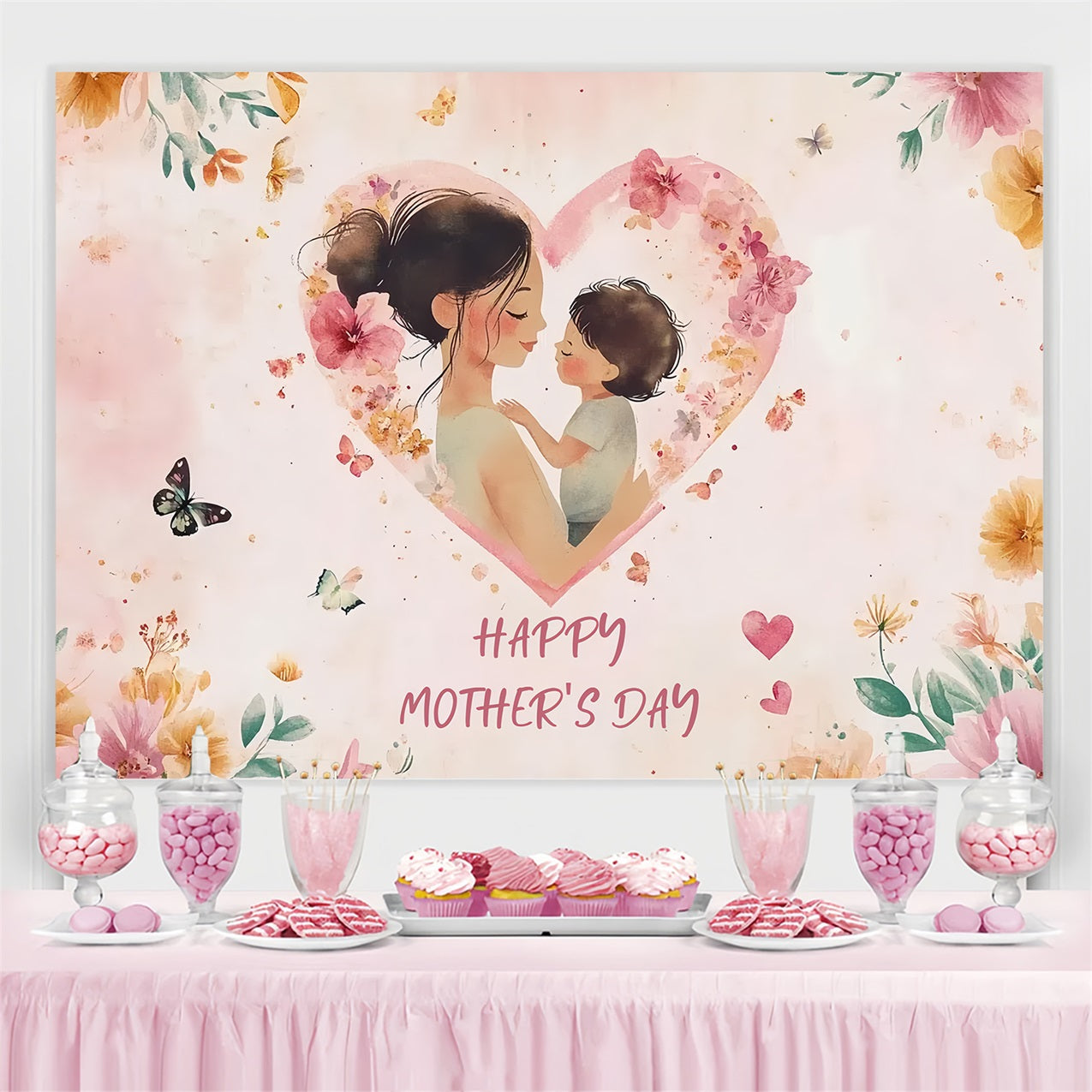 Mother's Day Photo Backdrop Gentle Love Embrace Personalized Backdrop CSH3-192