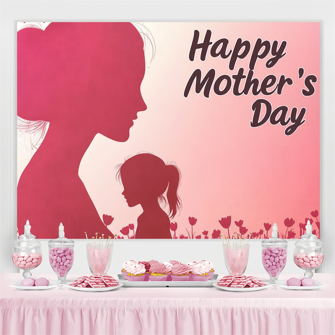 Mother's Day Backdrops Loving Moments Silhouette Custom Backdrop CSH3-193
