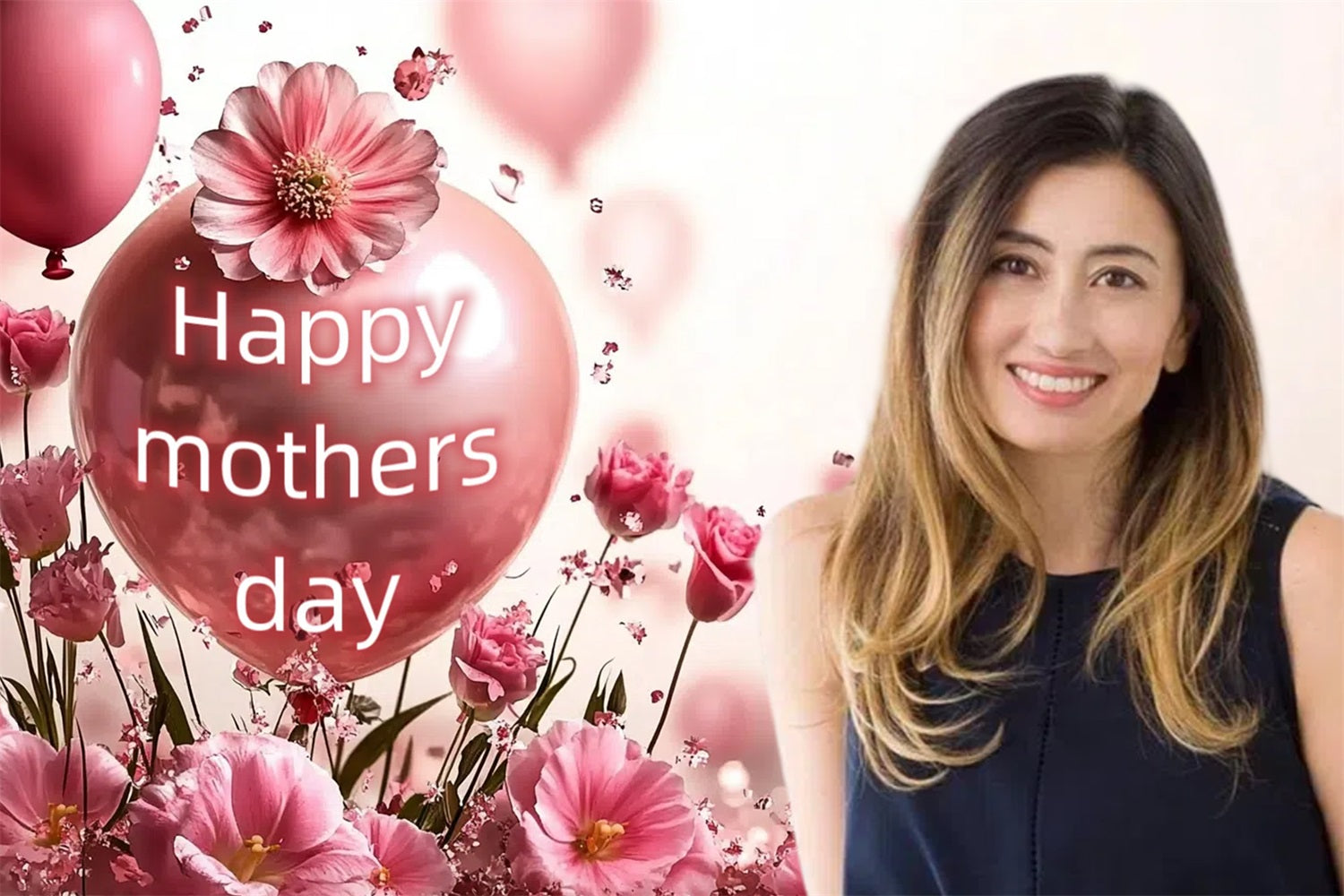 Mothers Day Photo Backdrop Pink Balloon Floral Custom Backdrop CSH3-194