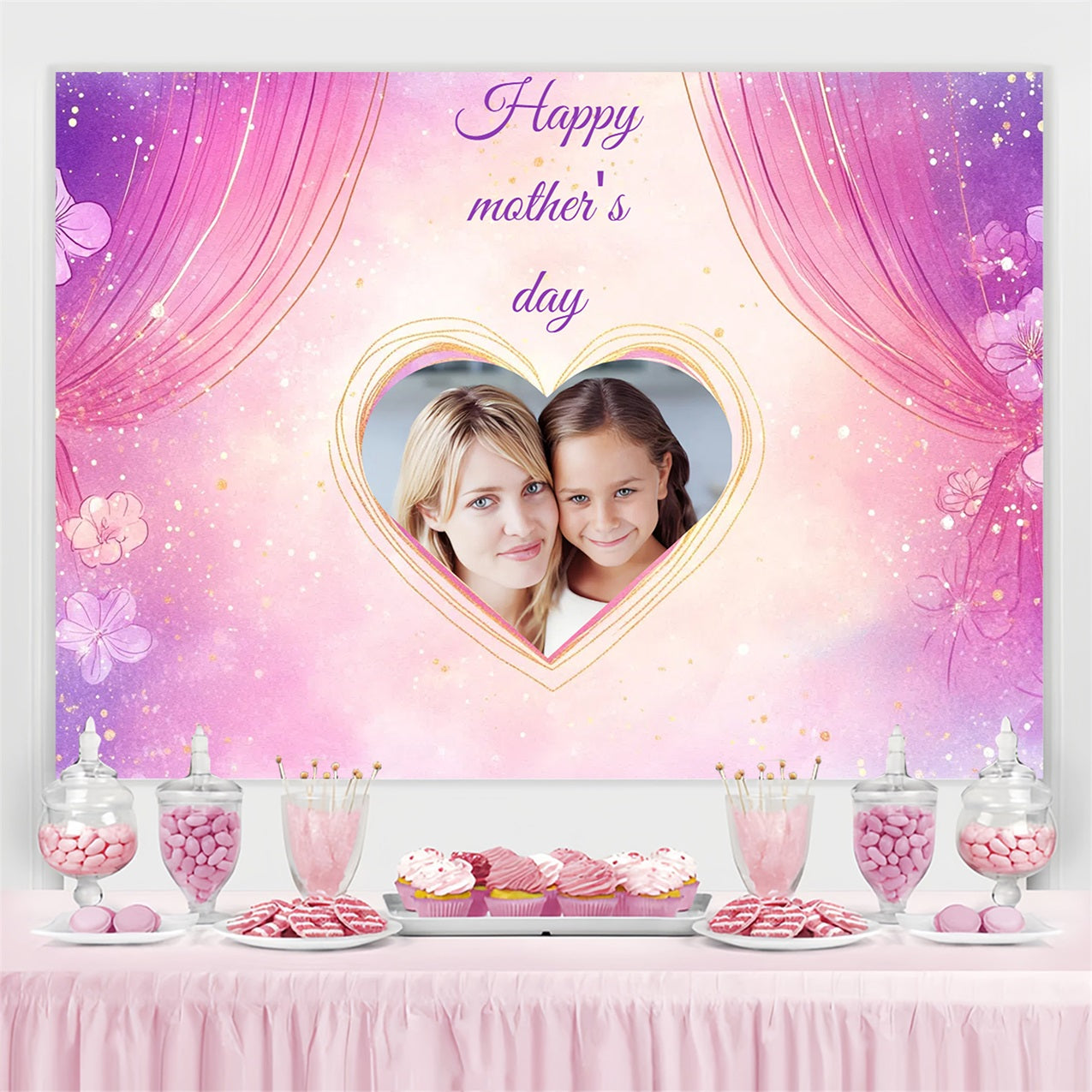 Backdrops For Mother's Day Pastel Dream Heart Personalized Backdrop CSH3-197