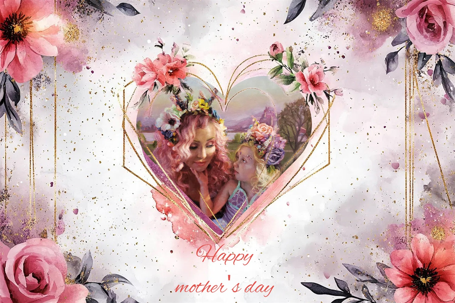Mothers Day Photo Backdrop Vintage Watercolor Floral Custom Backdrop CSH3-198