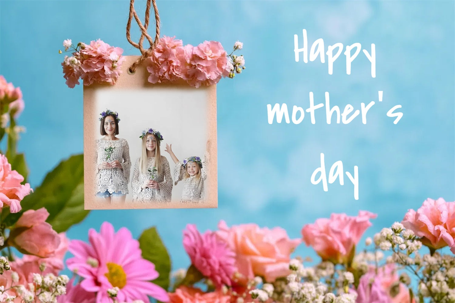 Mothers Day Backdrops Hanging Floral Frame Customized Backdrop CSH3-199