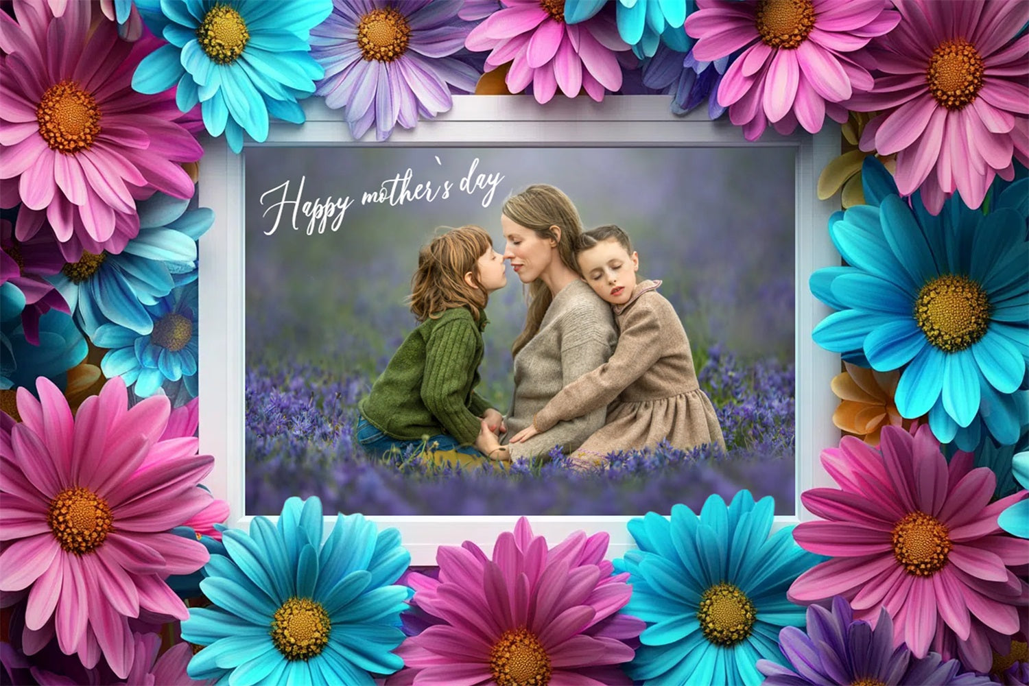 Backdrops For Mother's Day Floral Border Personalized Backdrop CSH3-201