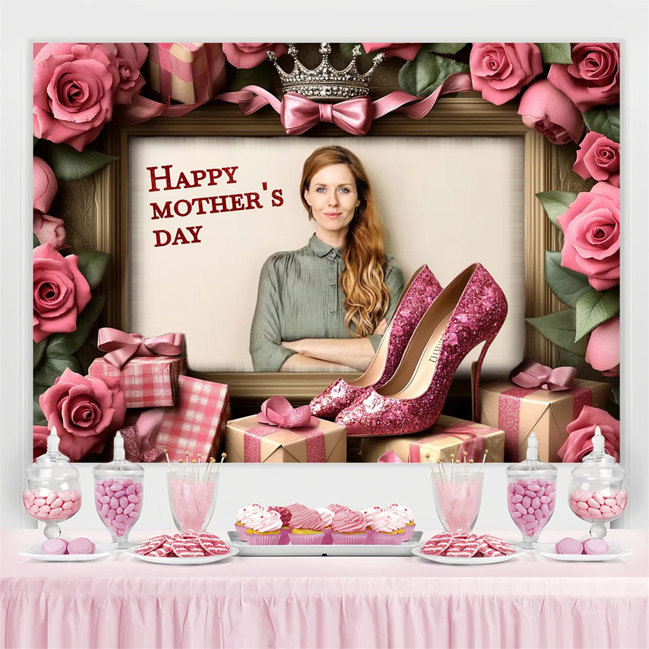 Mothers Day Photography Backdrops Roses Heels Custom Backdrop CSH3-202