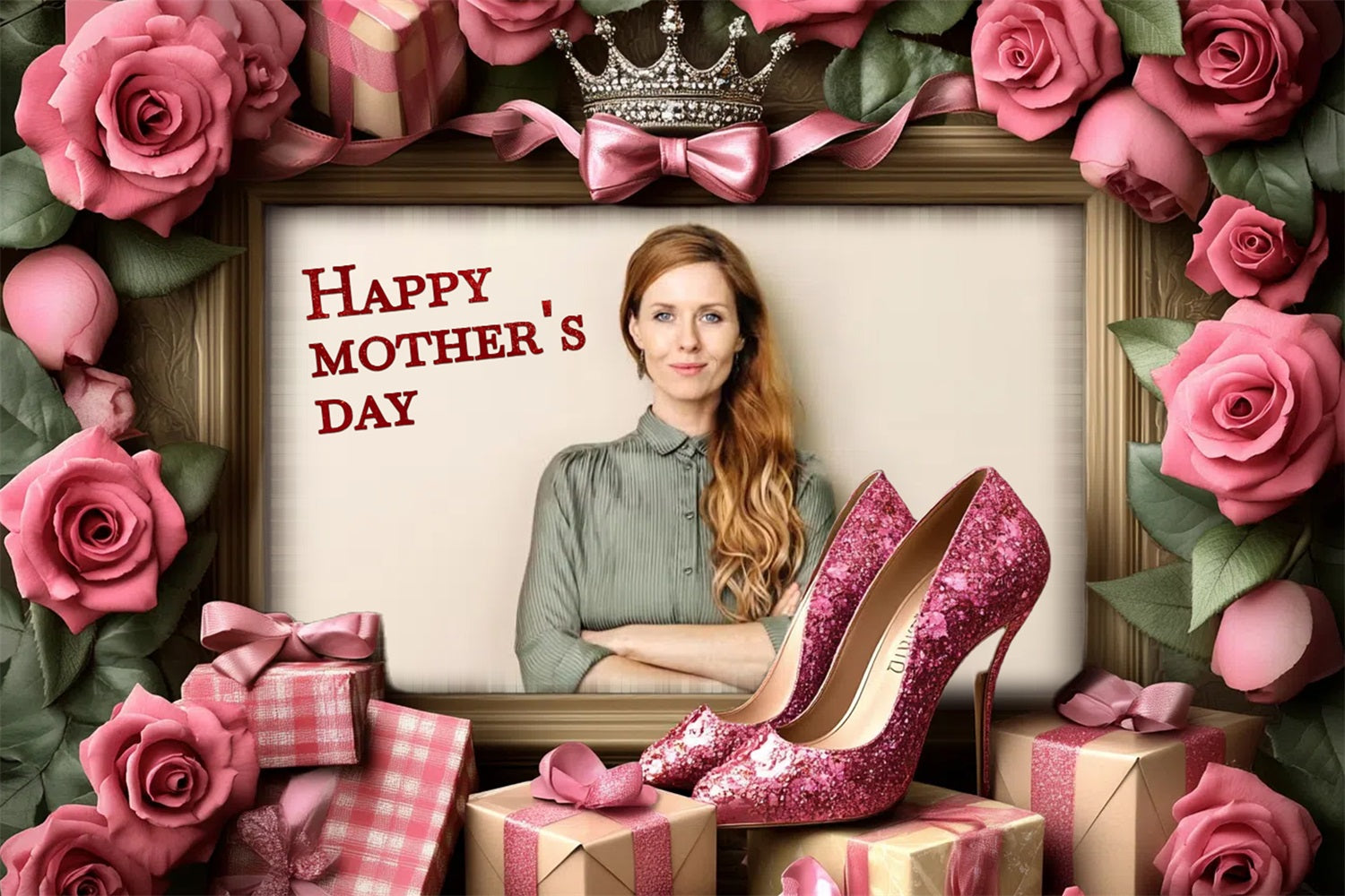 Mothers Day Photography Backdrops Roses Heels Custom Backdrop CSH3-202