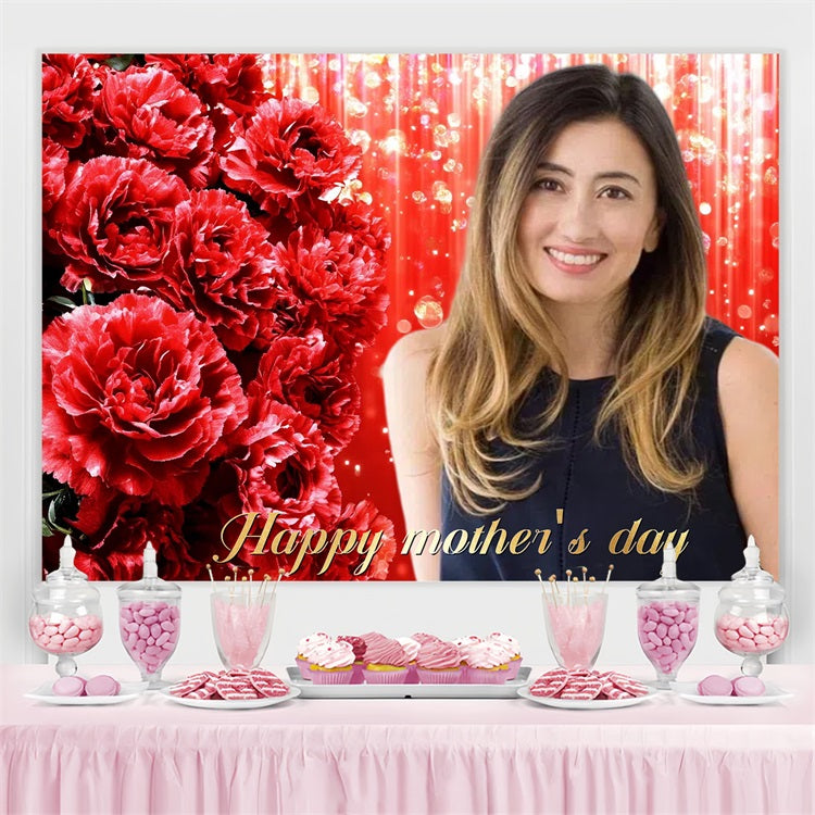Mother's Day Photo Backdrops Red Carnation Sparkle Customized Backdrop CSH3-203