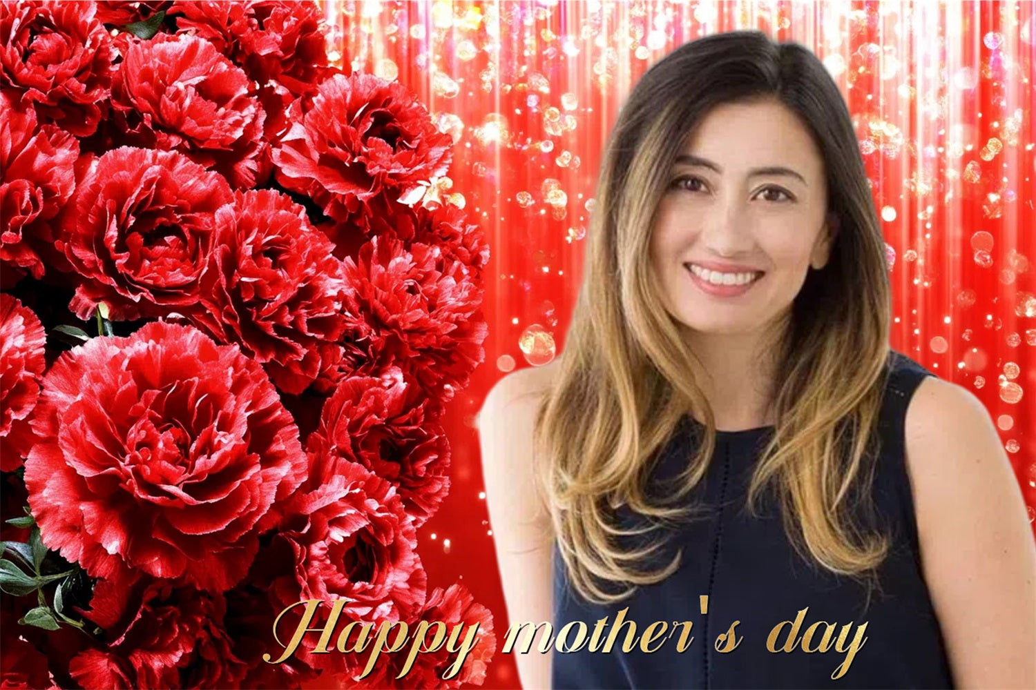 Mother's Day Photo Backdrops Red Carnation Sparkle Customized Backdrop CSH3-203