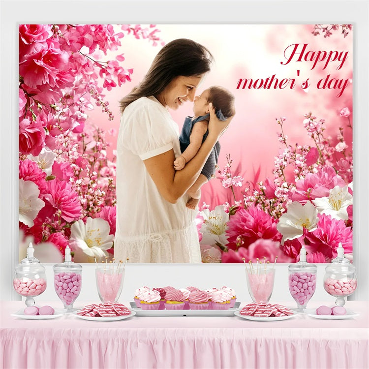 Backdrop For Mother's Day Pink Floral Bliss Custom Backdrop CSH3-206