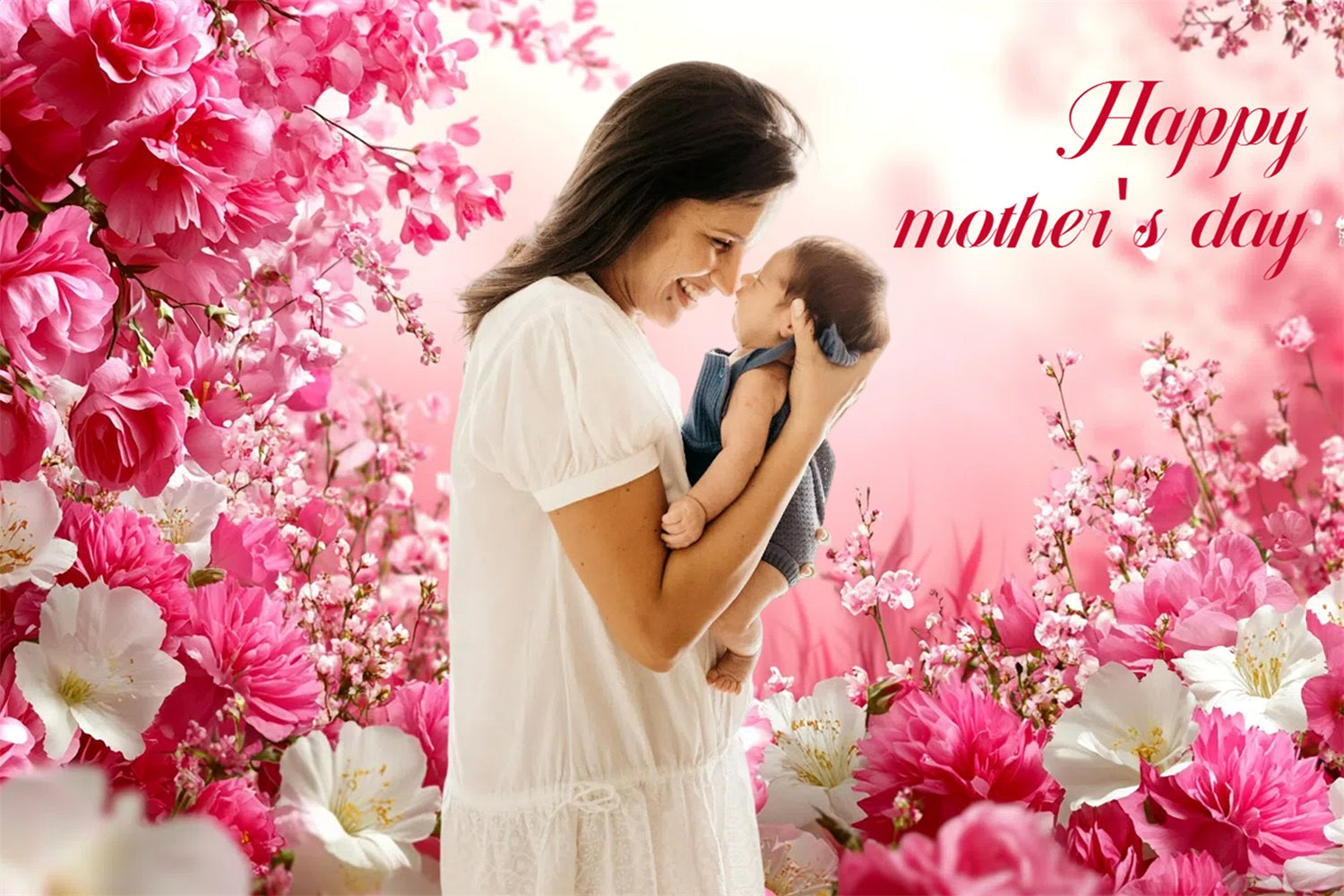 Backdrop For Mother's Day Pink Floral Bliss Custom Backdrop CSH3-206