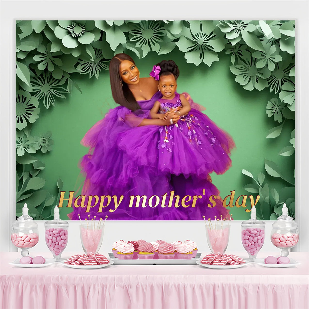 Mothers Day Backdrop Ideas Paper Flowers Personalised Backdrop CSH3-208