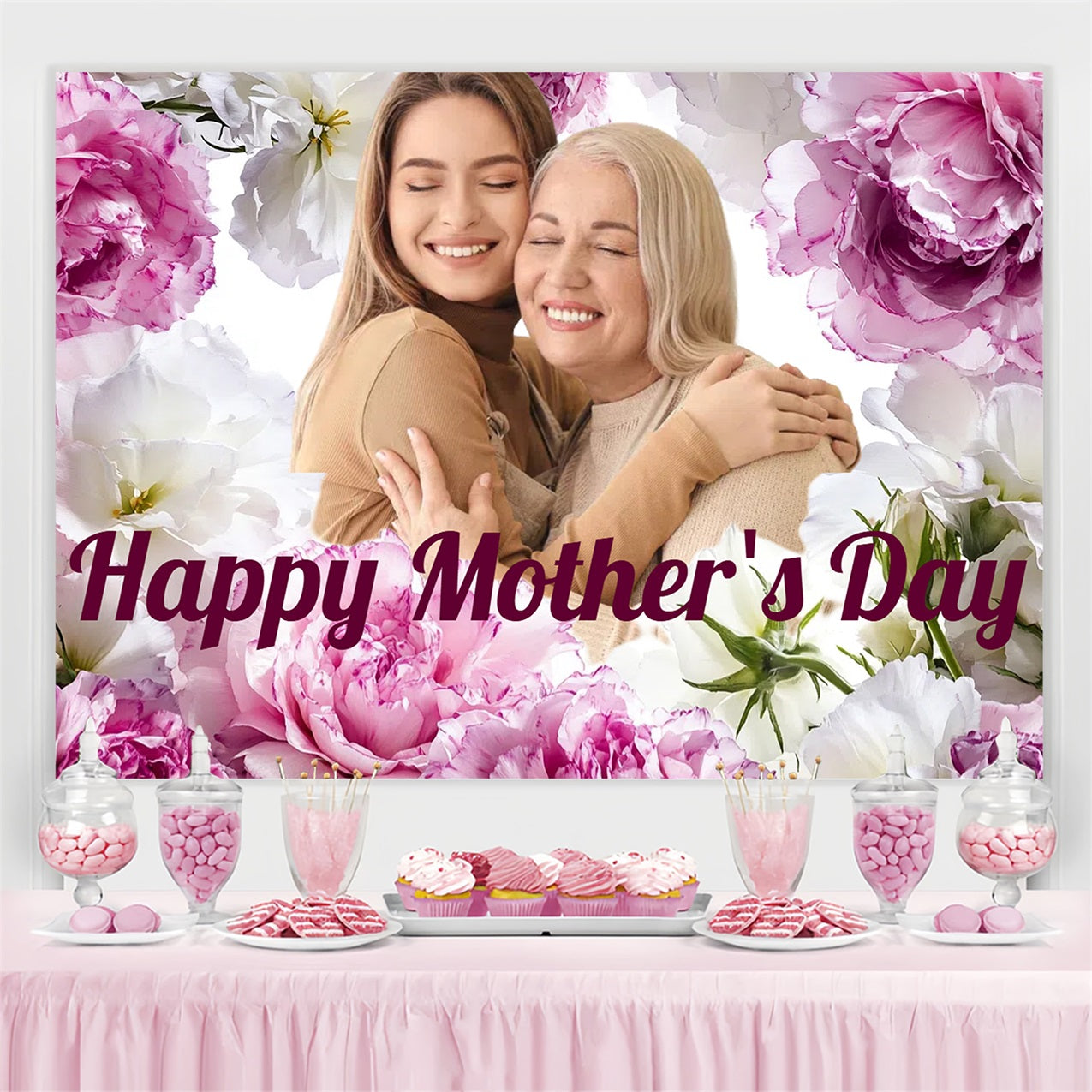 Backdrop Mothers Day Serene Floral Personalized Backdrop CSH3-209