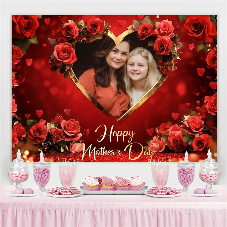 Backdrops For Mother's Day Red Rose Heart Custom Backdrop CSH3-210