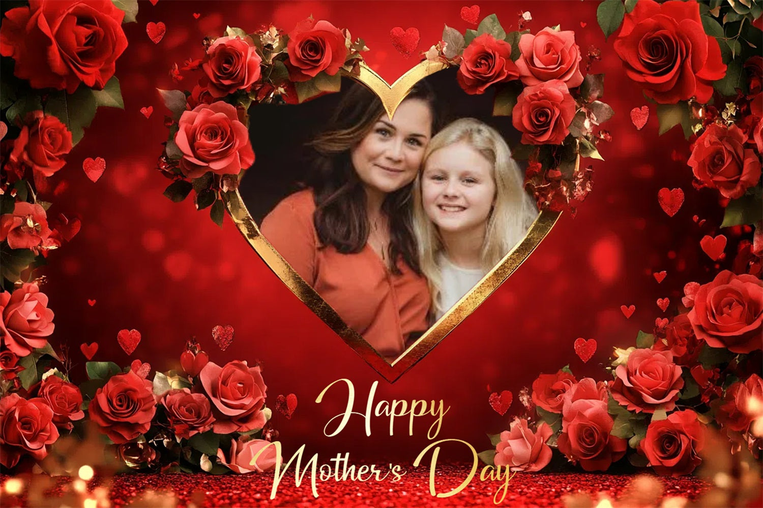 Backdrops For Mother's Day Red Rose Heart Custom Backdrop CSH3-210