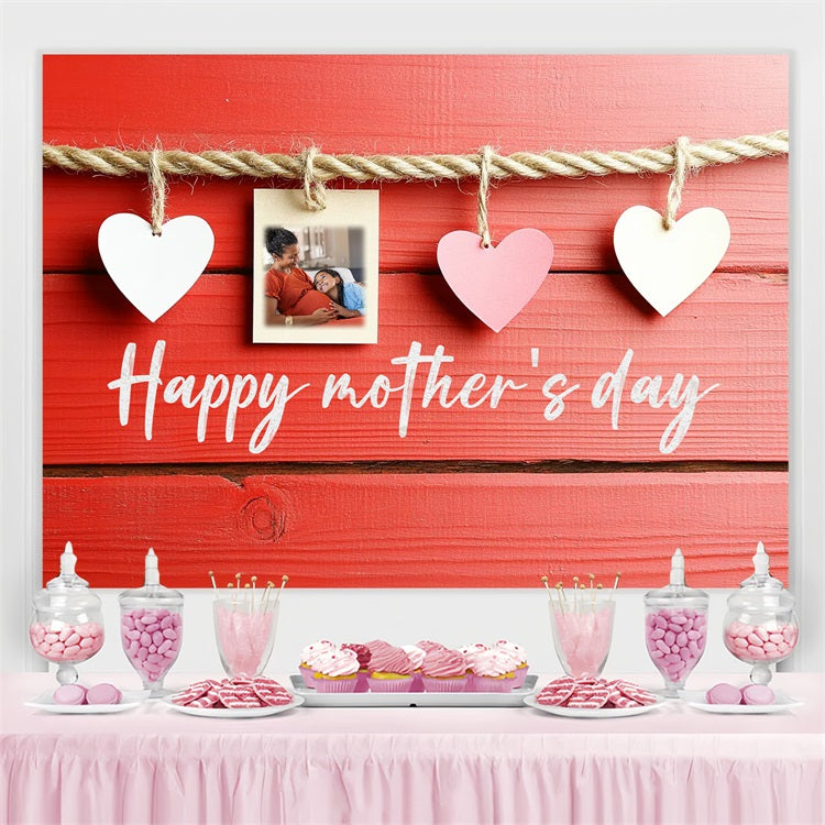 Mothers Day Photo Backdrops Rustic Wooden Heart Personalised Backdrop CSH3-212