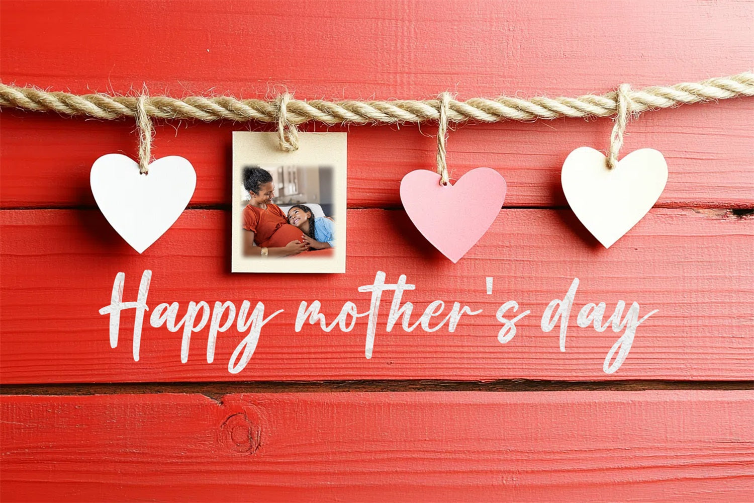Mothers Day Photo Backdrops Rustic Wooden Heart Personalised Backdrop CSH3-212