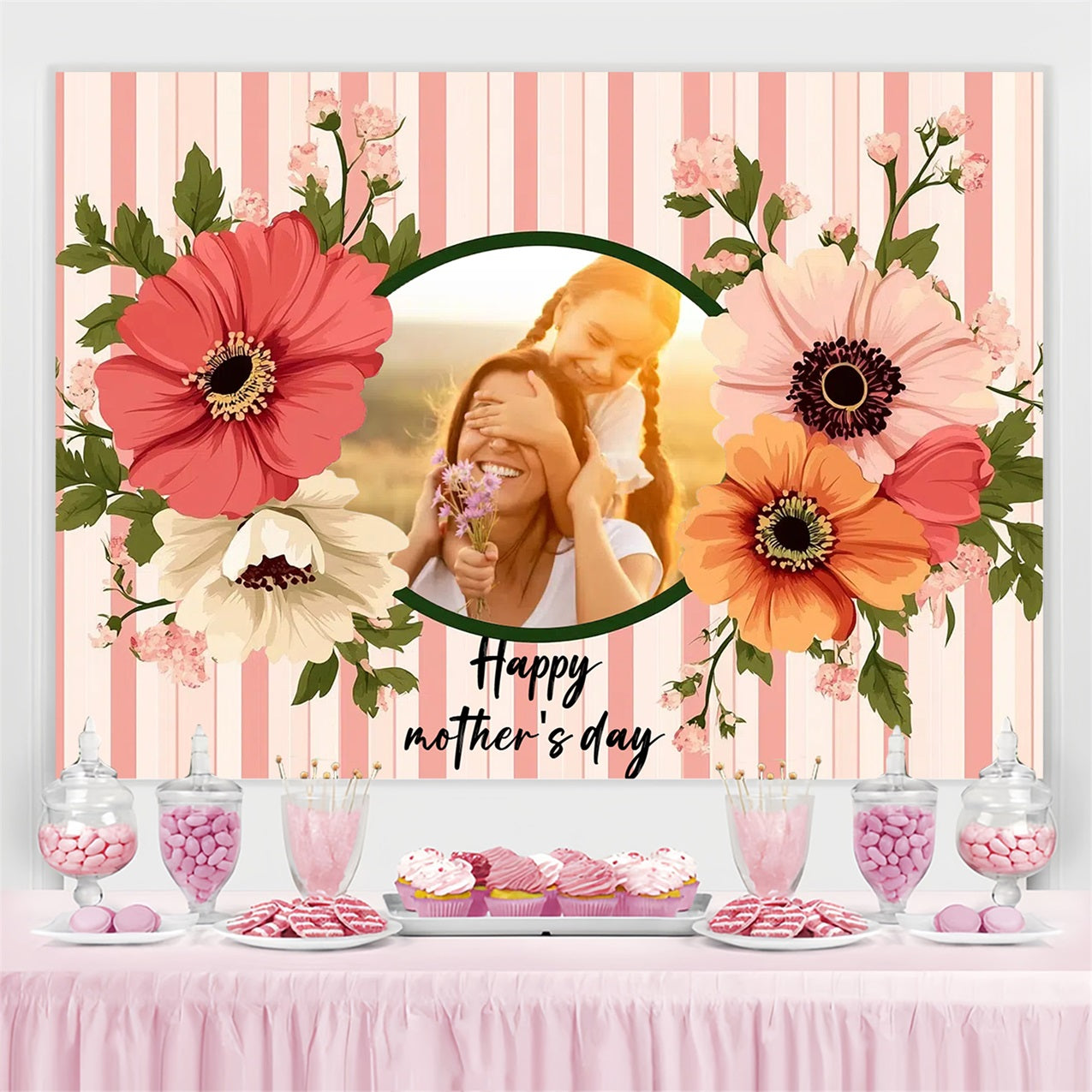 Happy Mothers Day Backdrop Bloom Frame Custom Backdrop CSH3-214