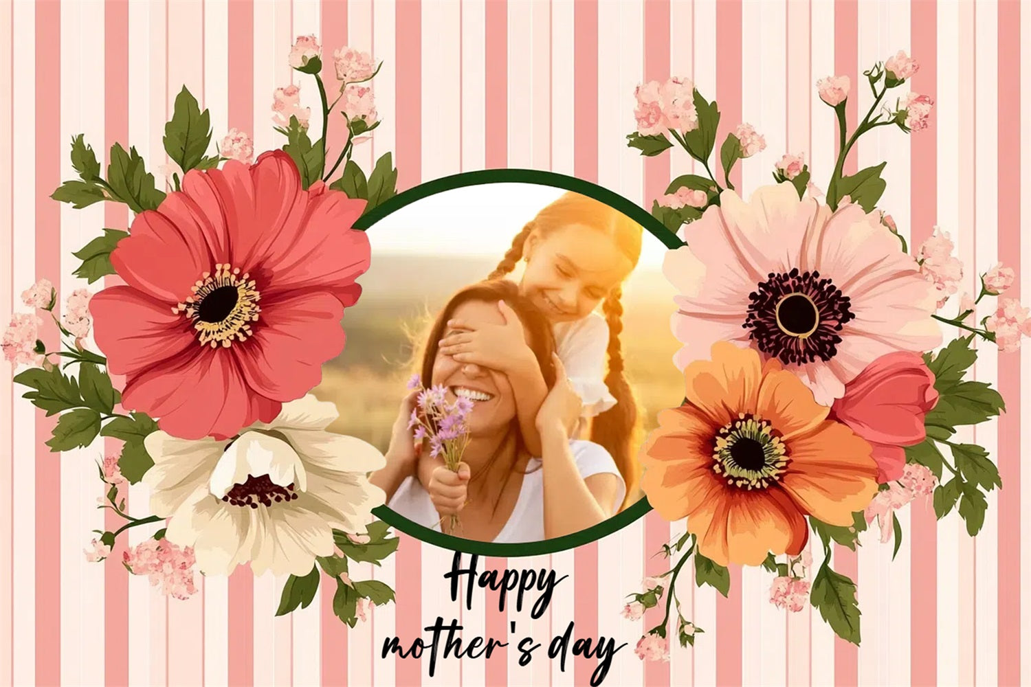 Happy Mothers Day Backdrop Bloom Frame Custom Backdrop CSH3-214