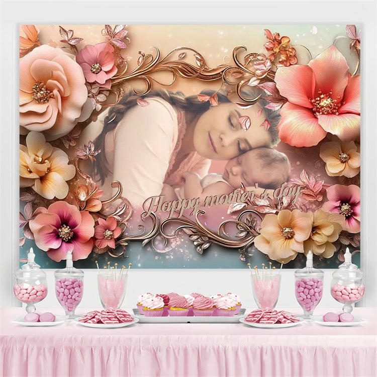 Backdrop Mother's Day Ornate Floral Framed Customized Backdrop CSH3-215
