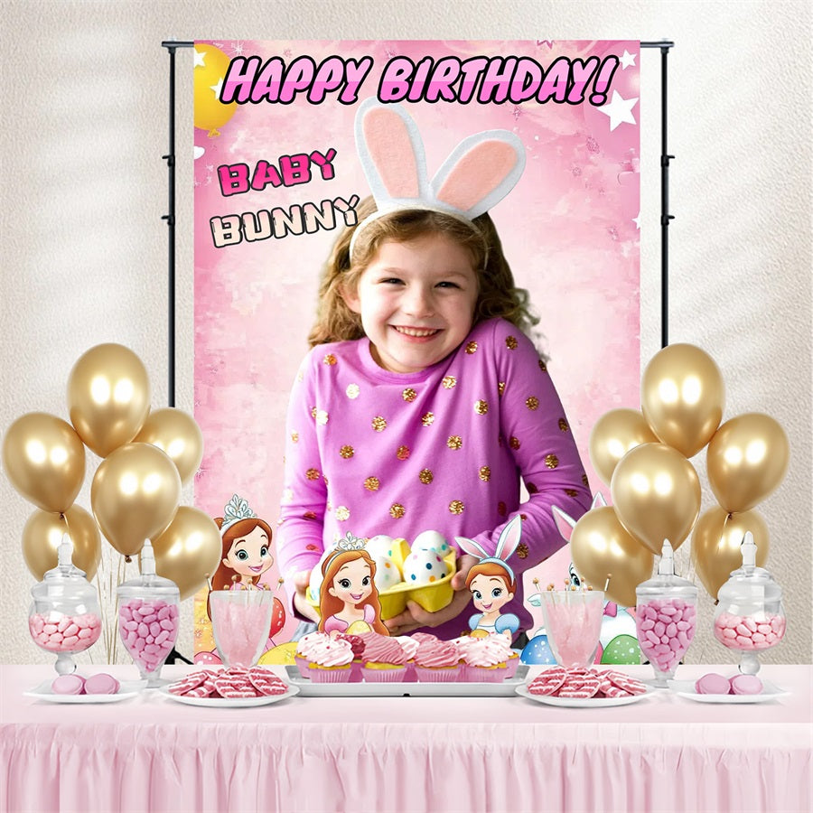 Easter Backdrops Sweet Girl Bunny Wonderland Personalized Backdrop CSH3-217