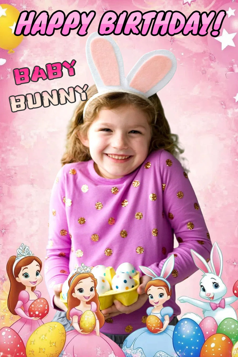 Easter Backdrops Sweet Girl Bunny Wonderland Personalized Backdrop CSH3-217