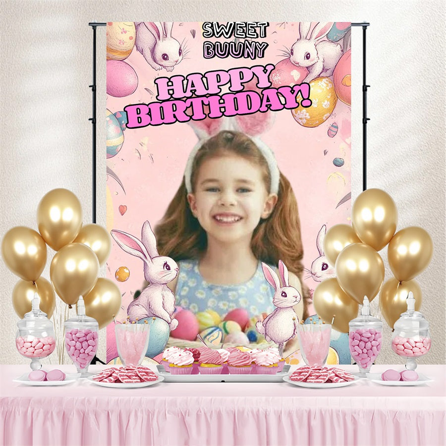 Easter Photo Backdrop Watercolor Bunny Egg Customized Backdrop CSH3-218