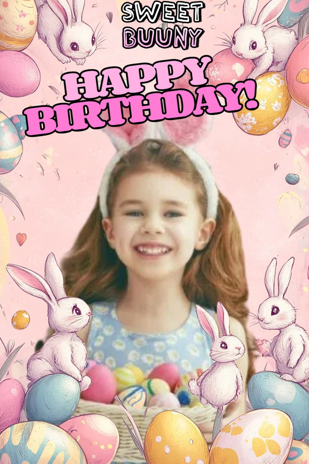 Easter Photo Backdrop Watercolor Bunny Egg Customized Backdrop CSH3-218