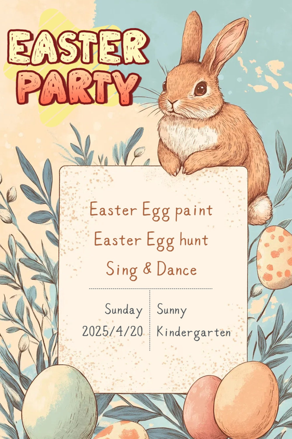 Easter Bunny Backdrop Bunny Egg Party Custom Backdrop CSH3-220
