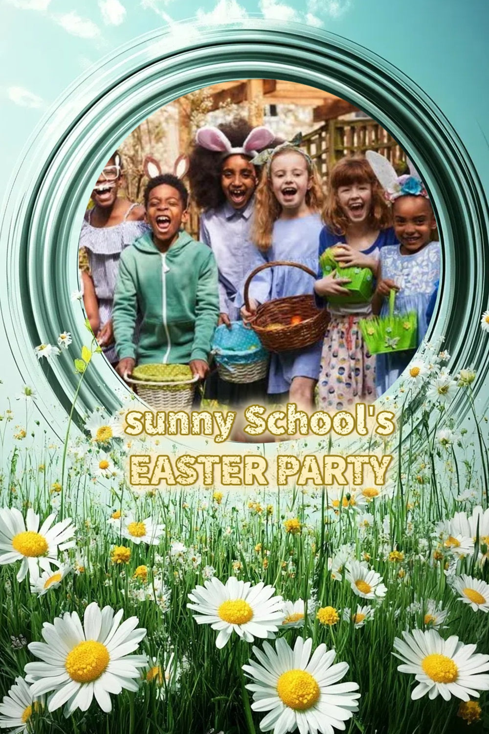 Easter Photo Backdrops Spring Meadow Egg Hunt Customized Backdrop CSH3-222