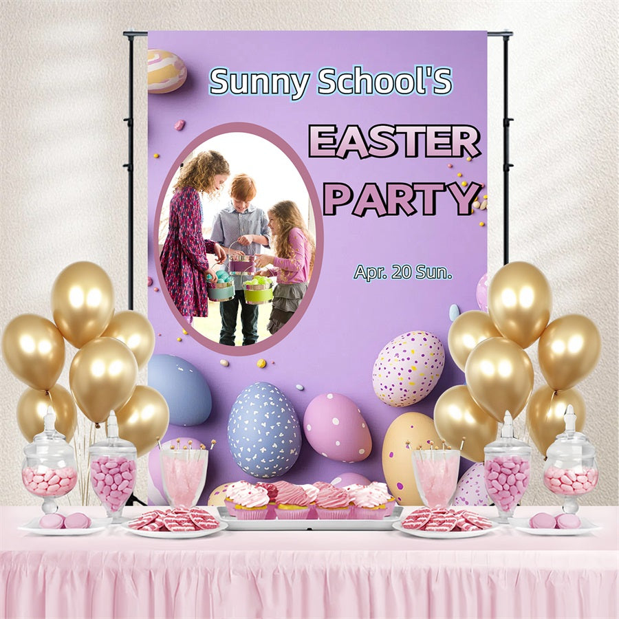 Easter Egg Backdrop Purple Egg Party Personalised Backdrop CSH3-223