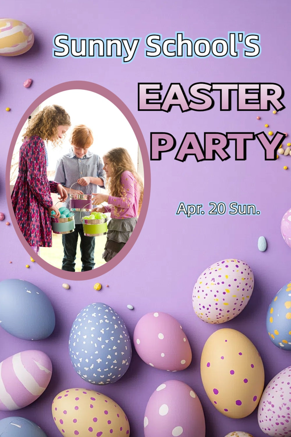 Easter Egg Backdrop Purple Egg Party Personalised Backdrop CSH3-223