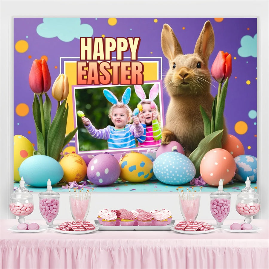 Easter Picture Backdrops Bunny Egg Hunt Personalized Backdrop CSH3-225