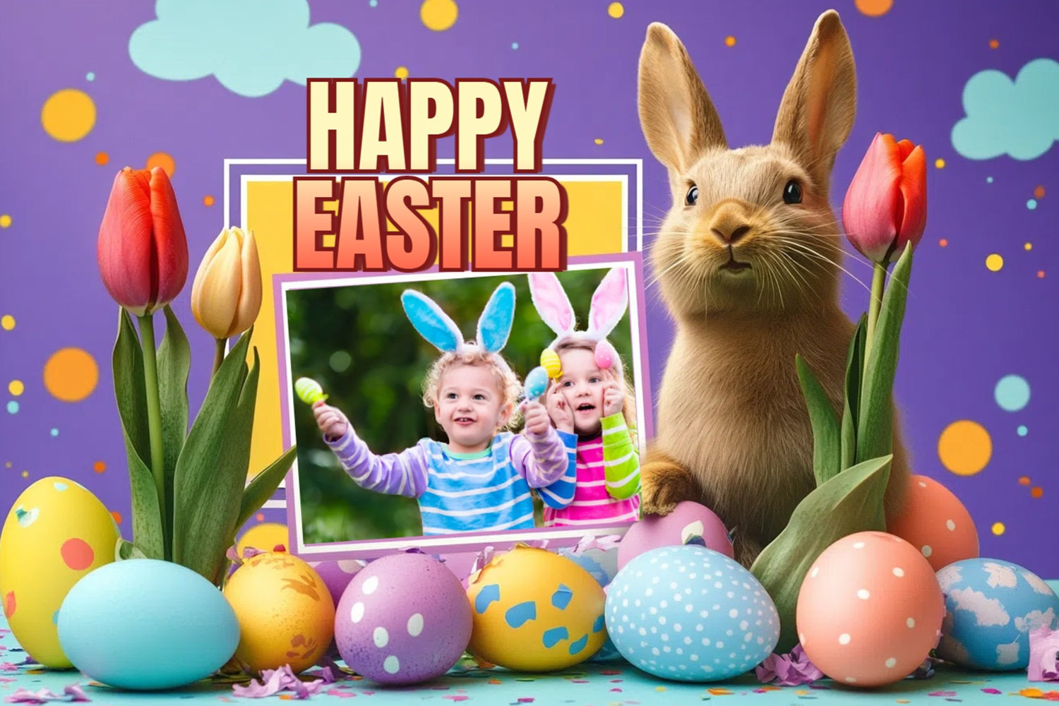 Easter Picture Backdrops Bunny Egg Hunt Personalized Backdrop CSH3-225