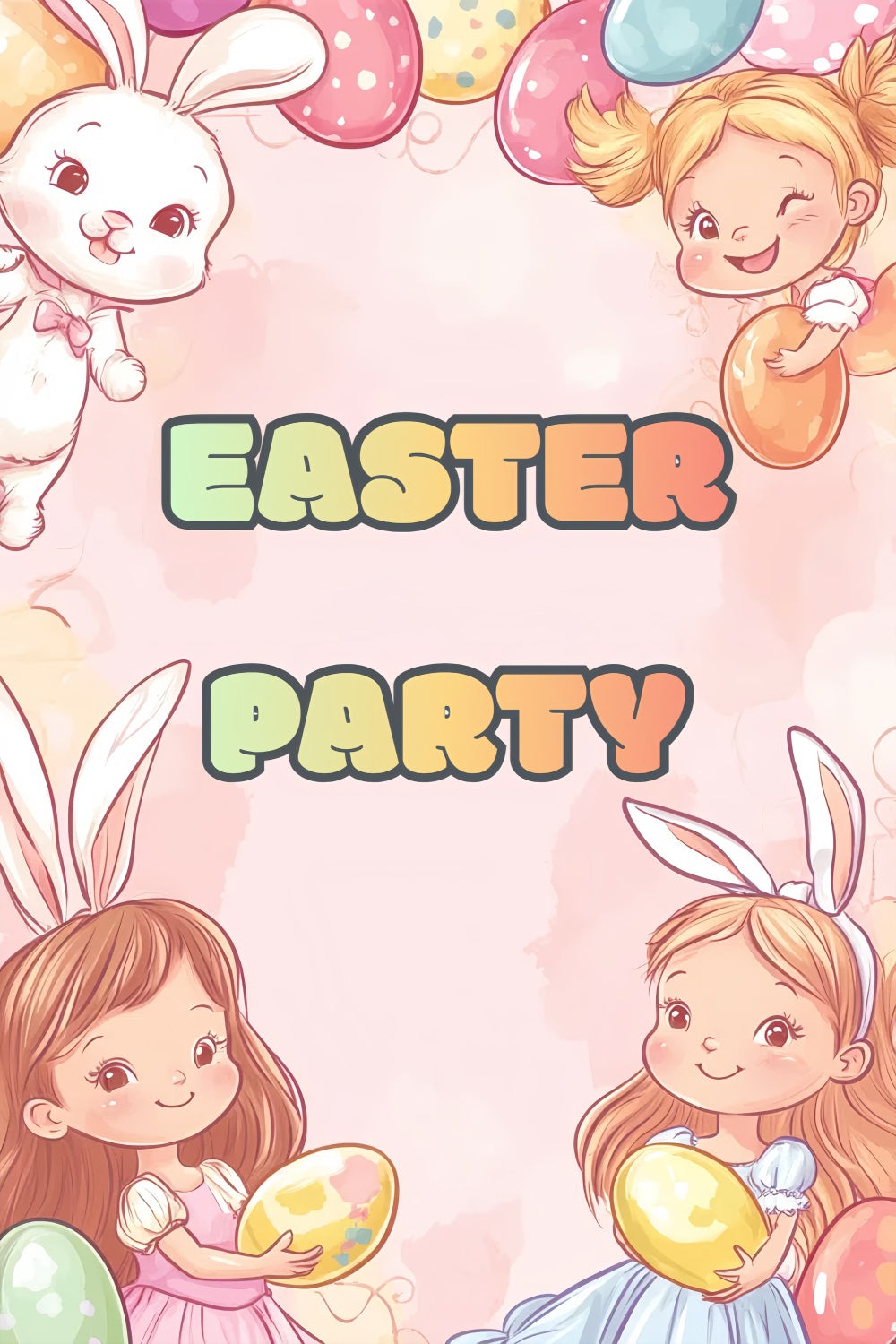 Easter Backdrop Ideas Cartoon Bunny Celebration Personalised Backdrop CSH3-226