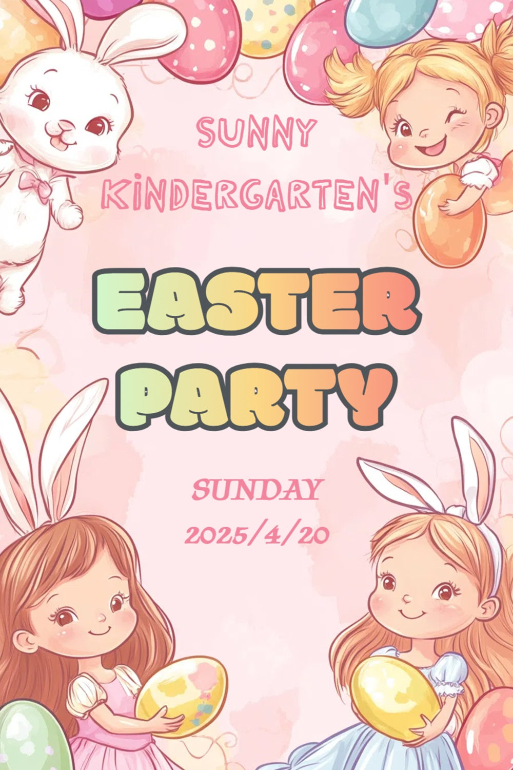 Easter Backdrop Ideas Cartoon Bunny Celebration Personalised Backdrop CSH3-226