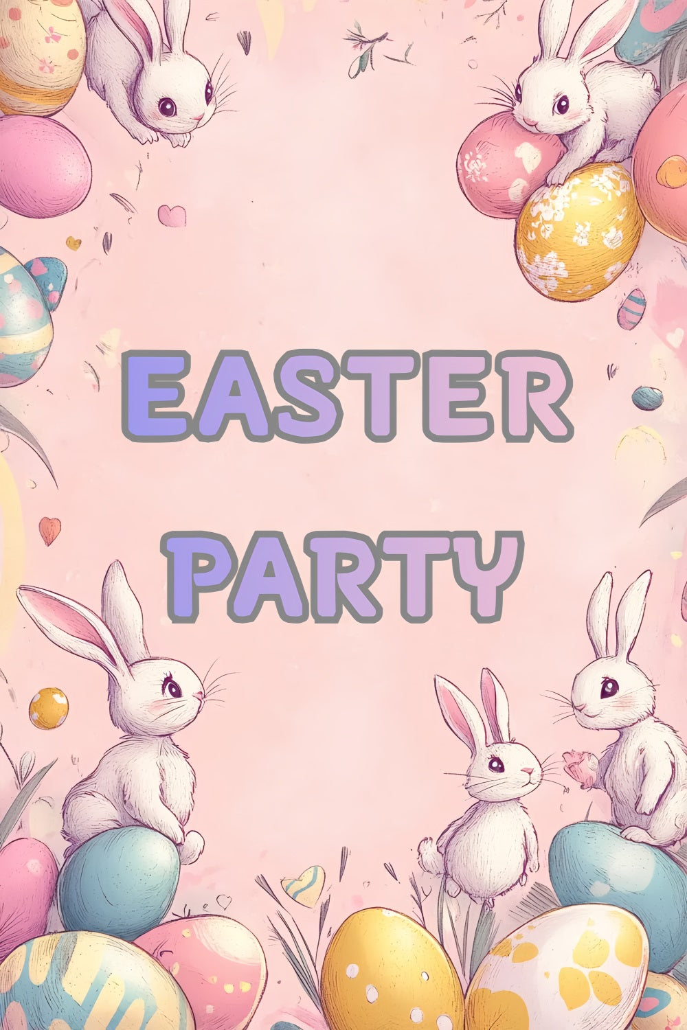 Easter Bunny Backdrop Vintage Pastel Bunny Custom Backdrop CSH3-227