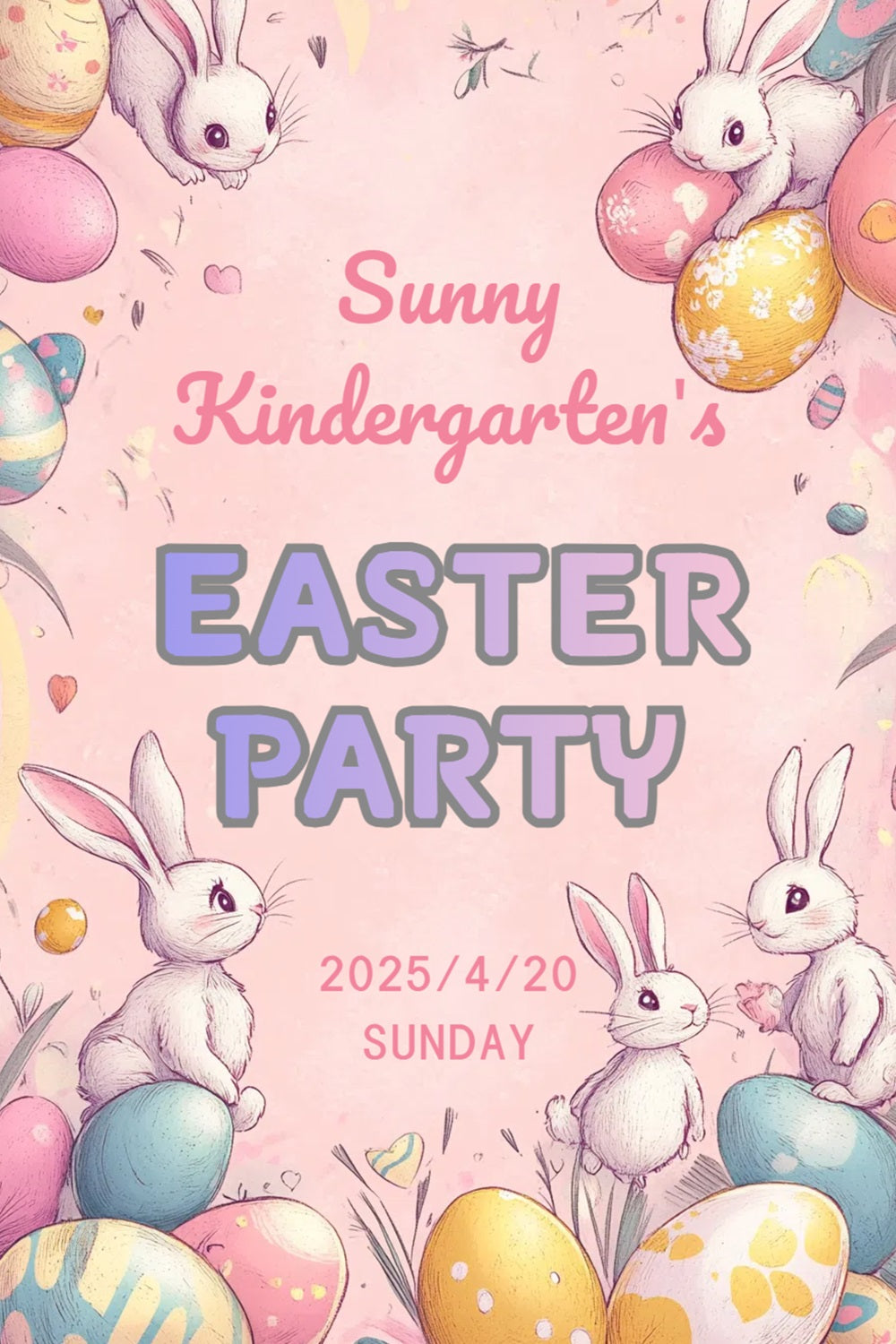 Easter Bunny Backdrop Vintage Pastel Bunny Custom Backdrop CSH3-227