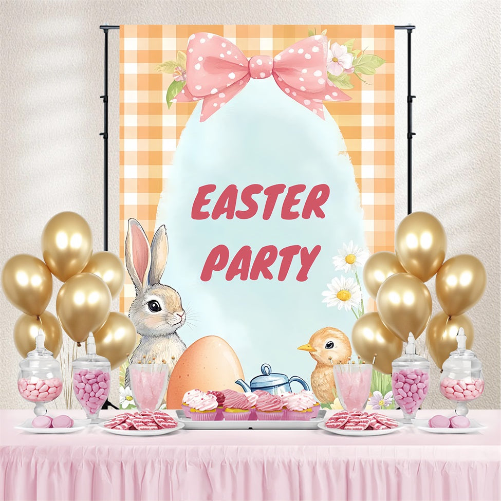 Backdrop For Easter Gingham Bunny Floral Personalized Backdrop CSH3-228
