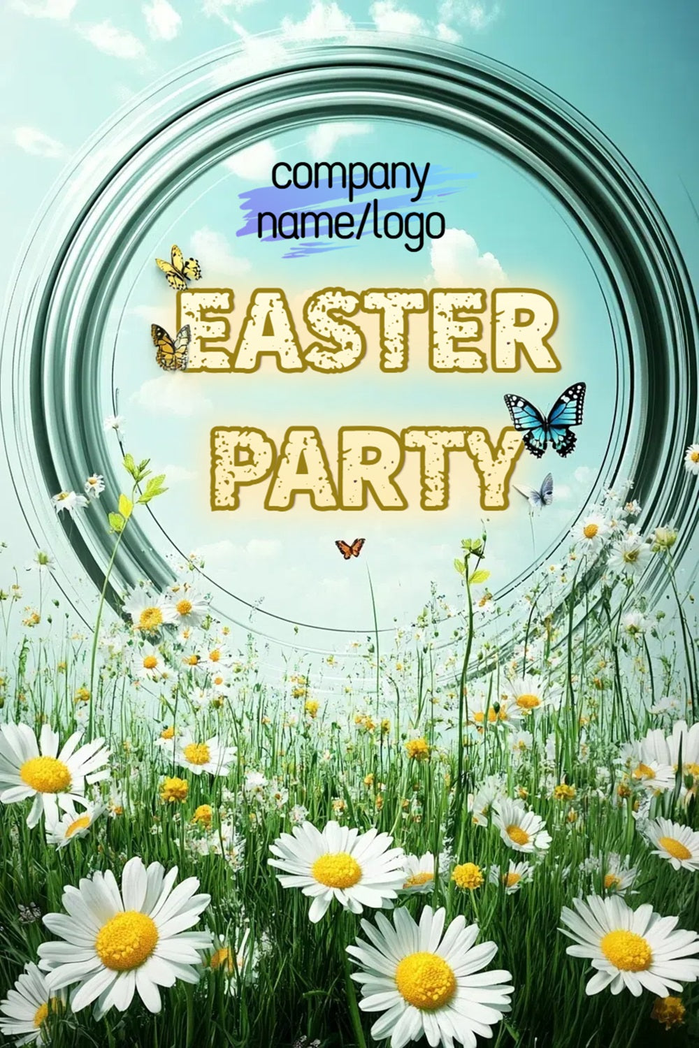 Backdrop Easter Blue Sky Daisies Customized Backdrop CSH3-229