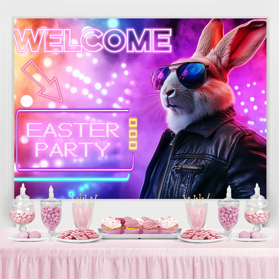 Easter Photo Backdrops Neon Bunny Party Personalised Backdrop CSH3-230