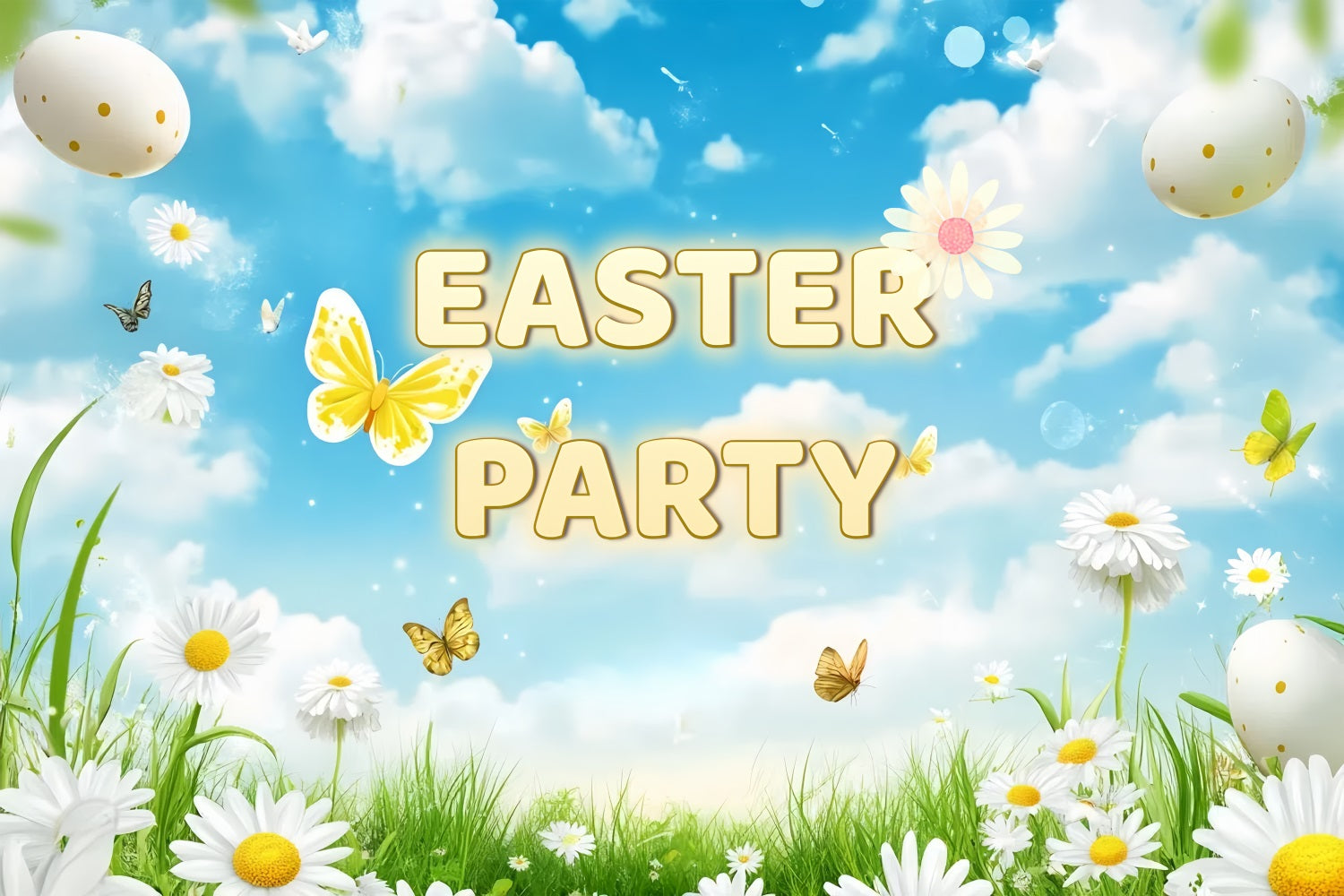 Easter Backdrop Spring Daisy Egg Hunt Custom Backdrop CSH3-231