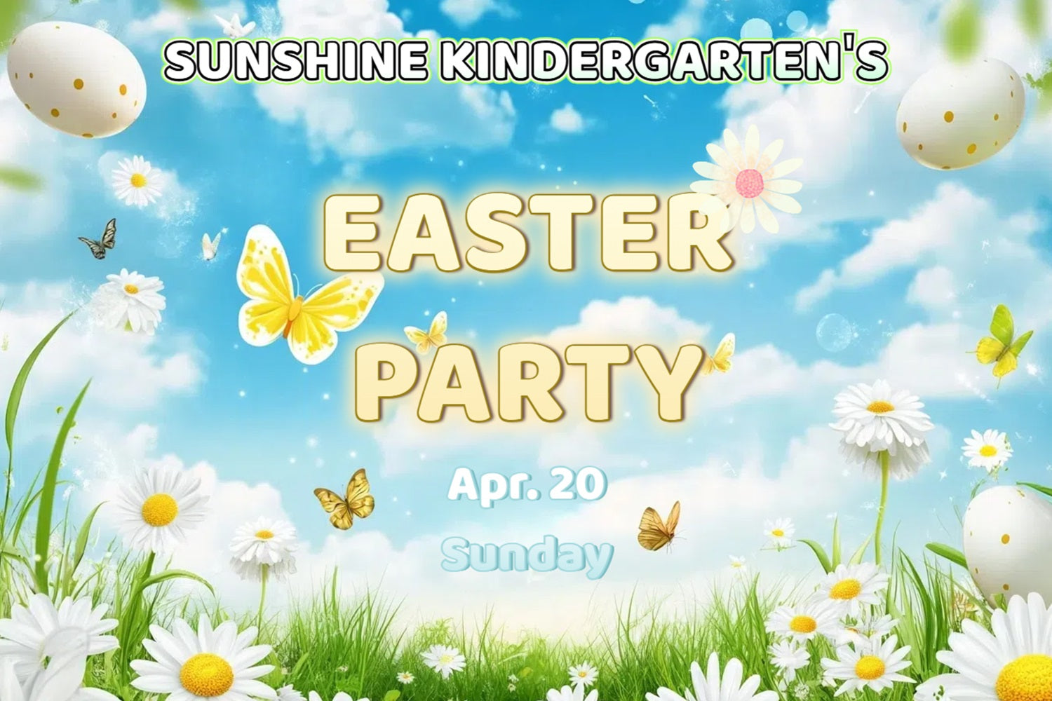 Easter Backdrop Spring Daisy Egg Hunt Custom Backdrop CSH3-231