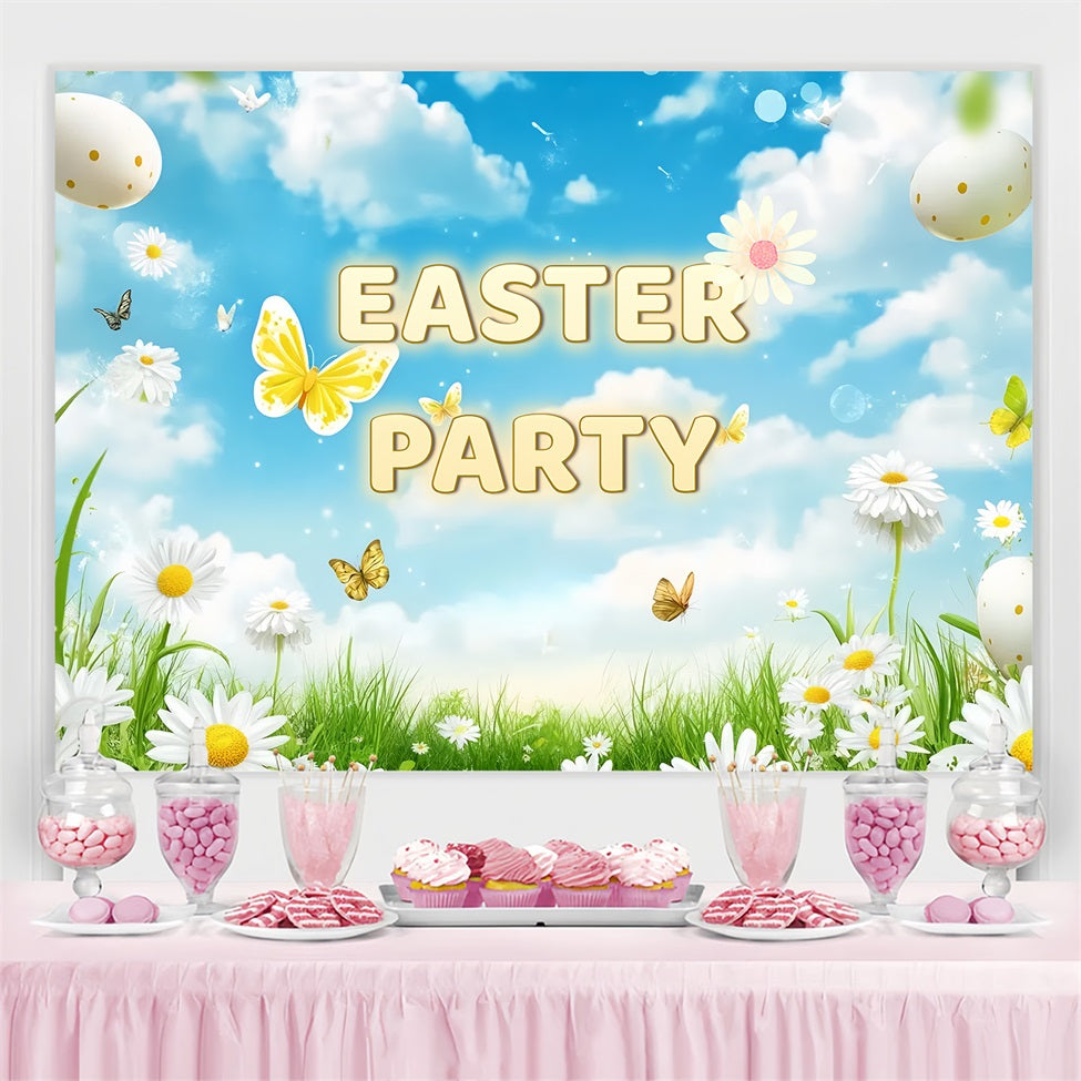 Easter Backdrop Spring Daisy Egg Hunt Custom Backdrop CSH3-231