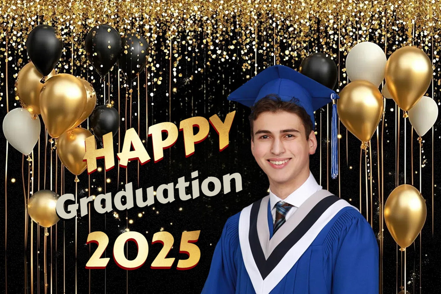 Personalized Graduation Backdrop Sparkling Balloons Graduation Party Backdrop CSH3-261