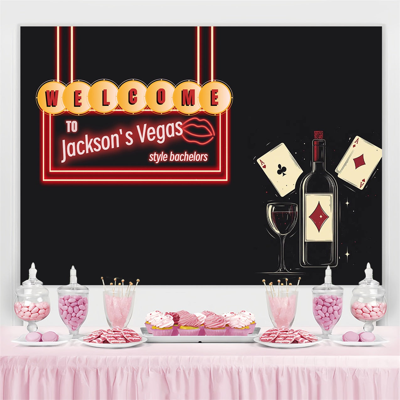 Wedding Backdrop Design Vegas Bachelor Bash Personalized Backdrop CSH3-307