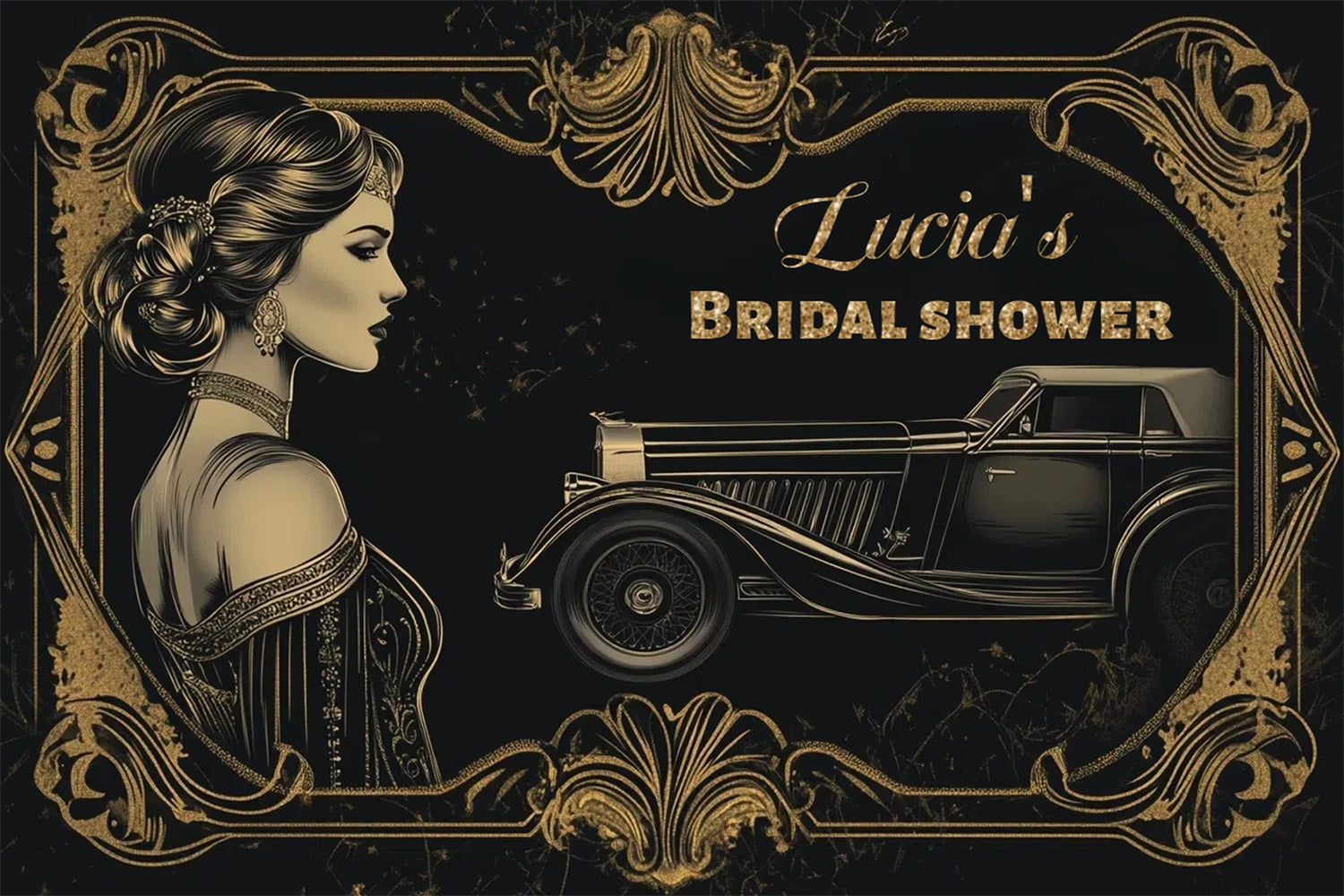 Backdrop For Bridal Shower Royal Vintage Personalised Backdrop CSH3-309