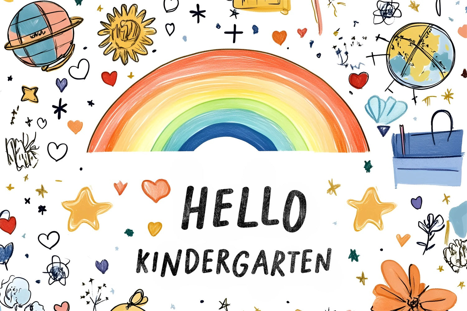 Back To School Picture Backdrop Hand-Drawn Stars Rainbow Backdrop CSH3-52