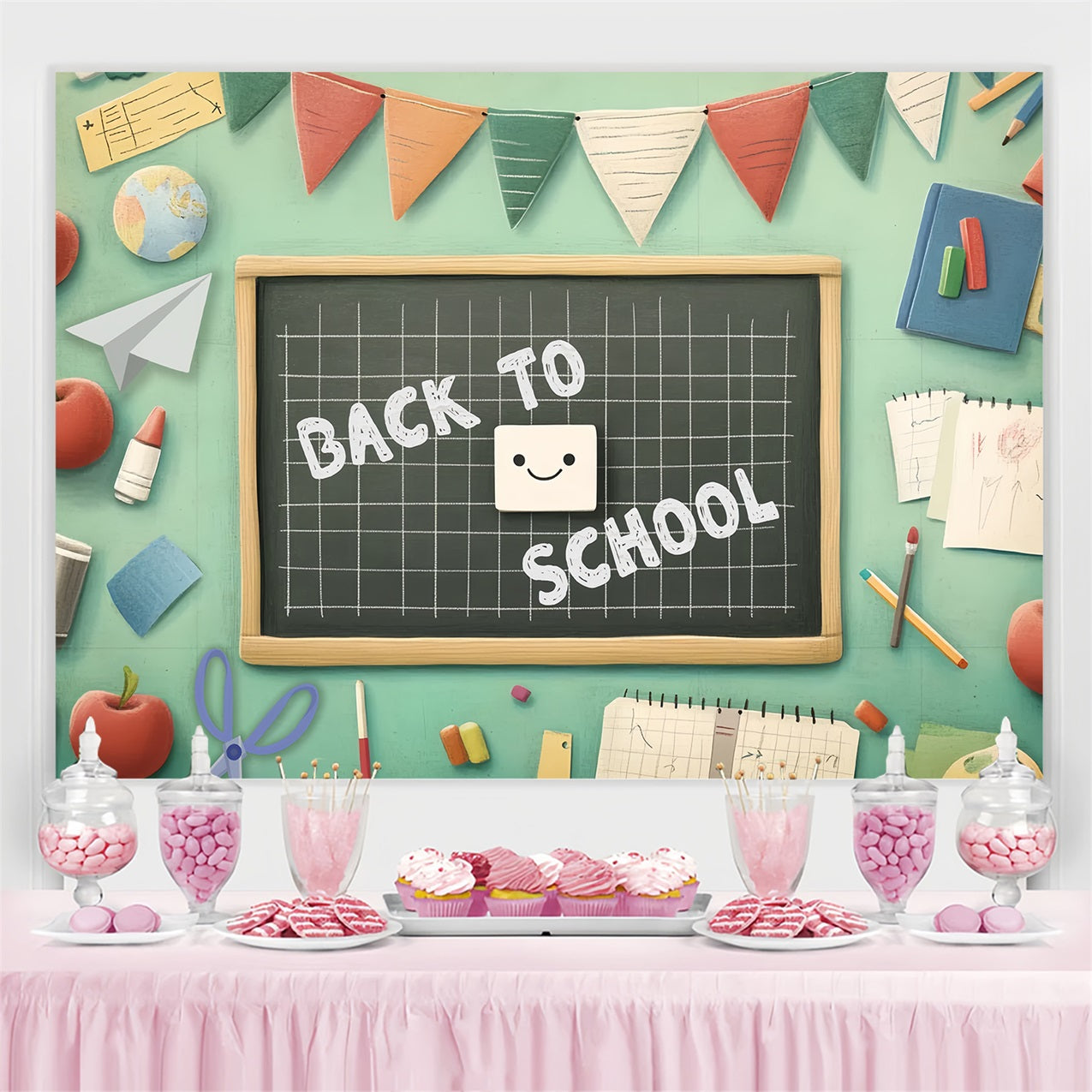 Back To School Backdrop Ideas Chalkboard Classroom Decor Backdrop CSH3-56