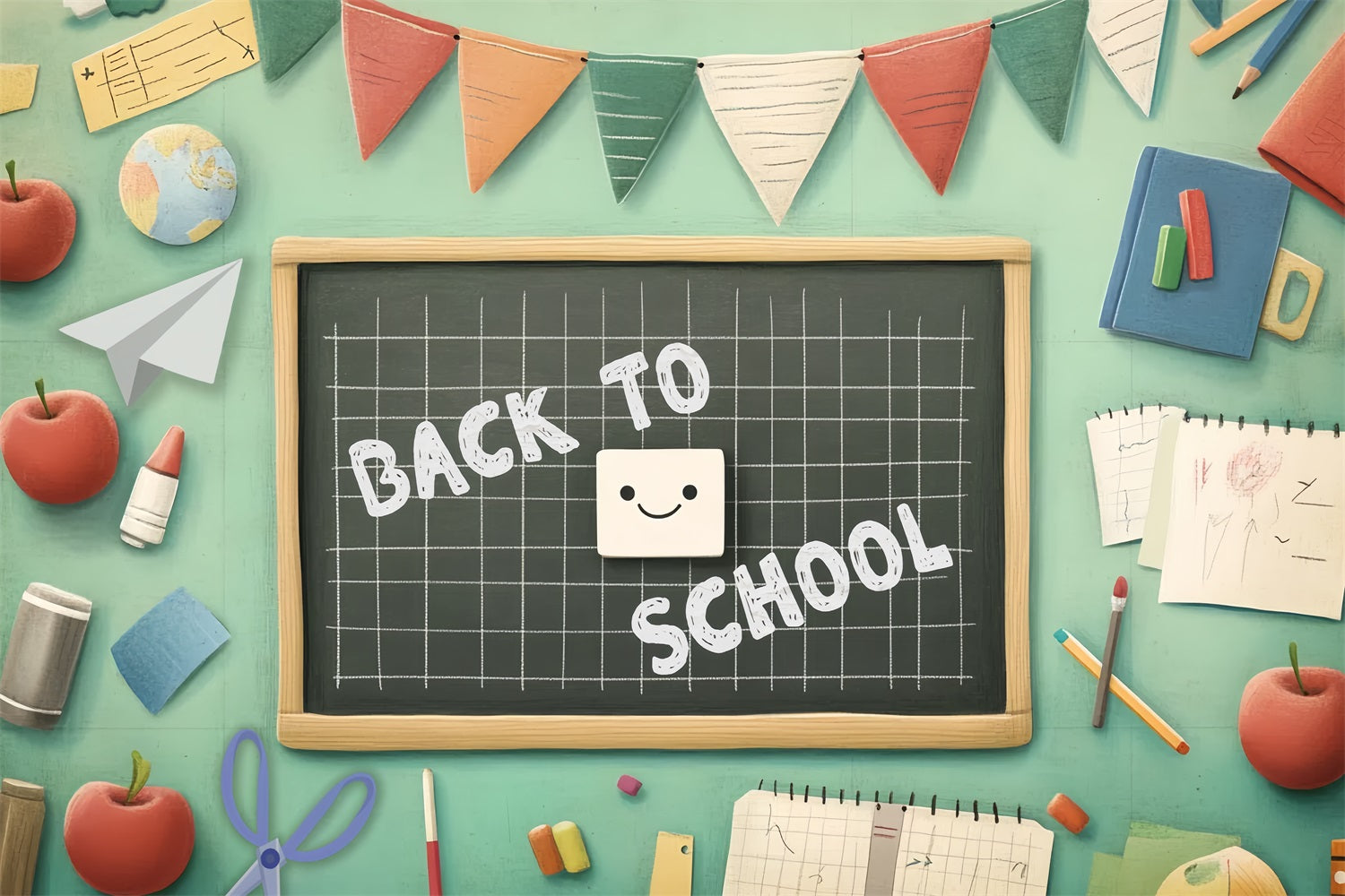 Back To School Backdrop Ideas Chalkboard Classroom Decor Backdrop CSH3-56